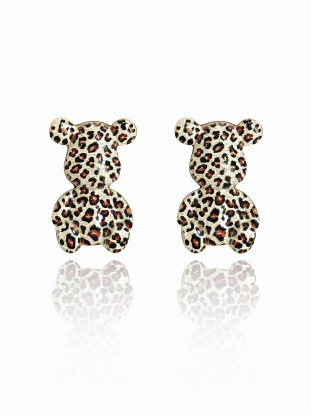 Leopard Print Teddy Stud Earrings